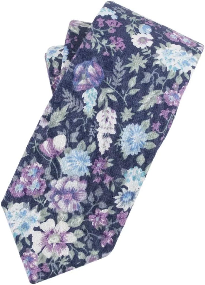 Elfeves Men's Skinny Solid Color Tie Causal Cotton Linen Narrow Slim cut Necktie - Image 2